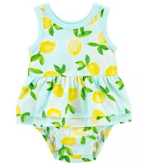 Baby Girls Carter's Lemons Sun Suit Tank Romper Bodysuit Creeper Size 3 6 Mo NWT - Picture 1 of 1